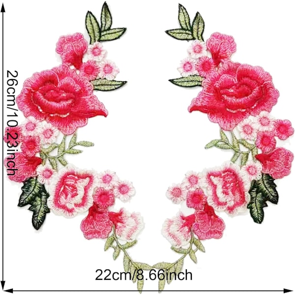 Vattenlösliga färgglada blommor kläder broderi lappar DIY lappar (ros röd) 1 par rose Red