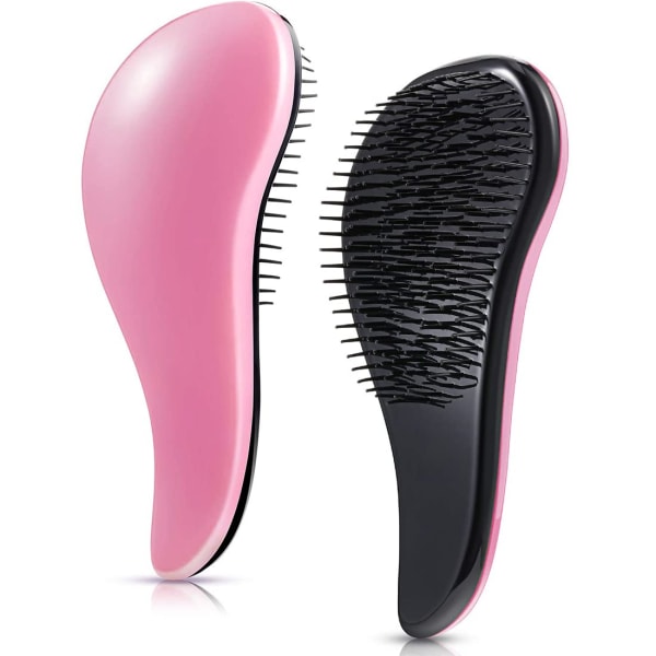 1 st löshårborste utan trassel för kvinnor, vågigt, lockigt eller tunna hårtyper (rosa)