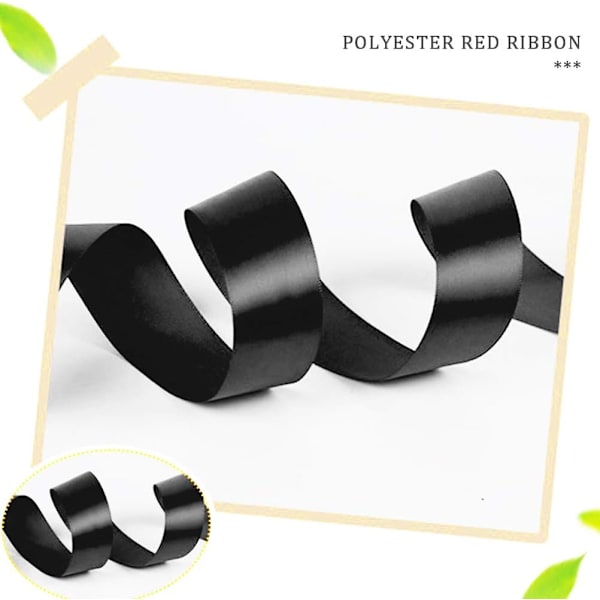 10mm x 22m Dubbelsidig Satängband för Presentinslagning Bröllopsfest Dekoration(Svart) Black