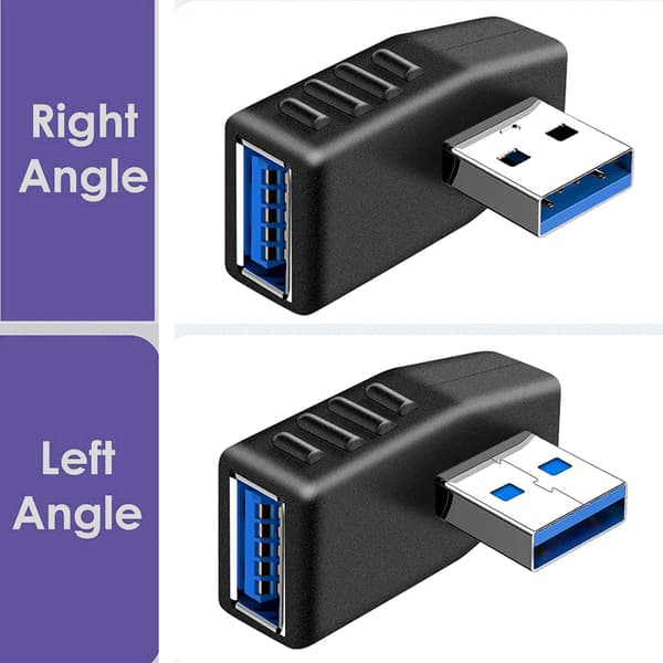 USB 3.0-adapter 2 st, USB 3.0 vinkeladapter, USB vinkelkontakt