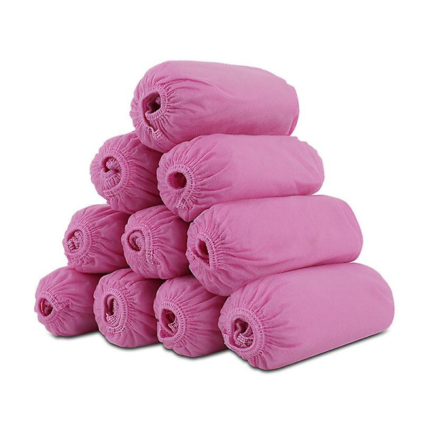 100 st engångsöverskor i non-woven-tyg, andningsbara, dammtäta, halkfria (rosa) Pink