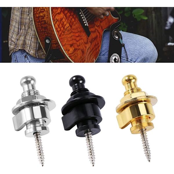 Gitarr Rem Lås Knappar 10st/Säkerhets Rem Lås Metall Snabbkoppling Säkerhets Remlås-silver