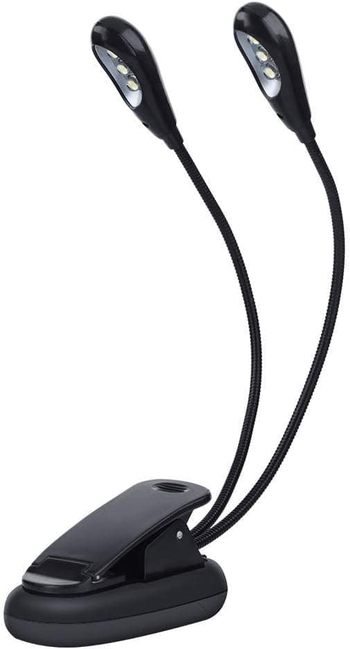 Notestativ LED-lys Mini Dobbeltarmlys Justerbart leselys med USB-kabel Lampe (6 perler) 6 Beads