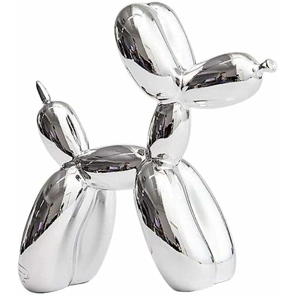 Harts av ballong hund hantverk djur konst skulptur nordeuropeisk stil för bordsskiva kontorsdekor faner konstverk, silver 10cm