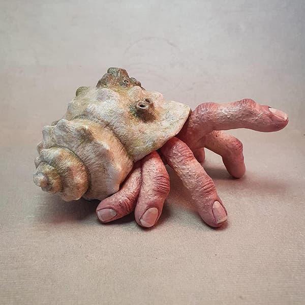Finger Eremitkrebs Skulptur Gyser Snegl Harpiks Ornament