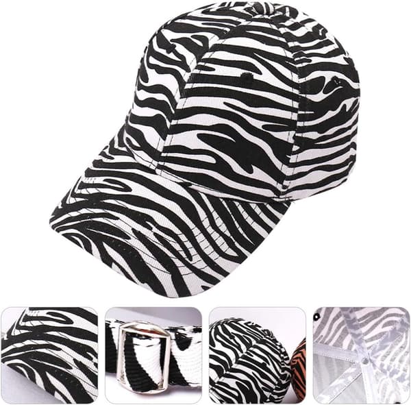 Ku bomull lin visir cap sebra print baseball cap damehatt (turkis)