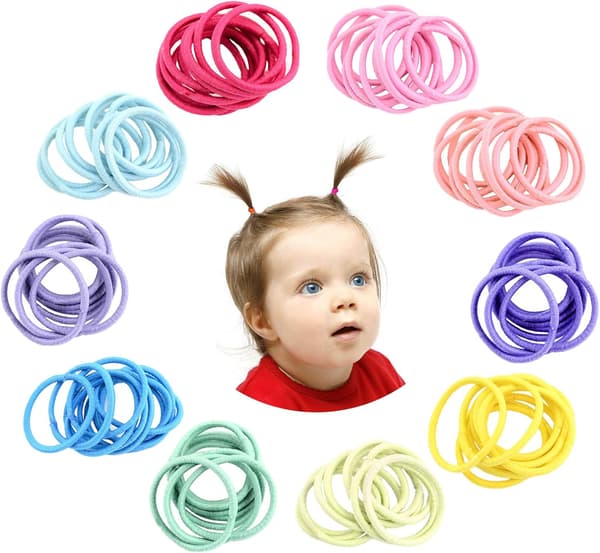 200 stk små hårstrikker, 2,5 cm flerfarget hårstrikk, elastisk hår til barn