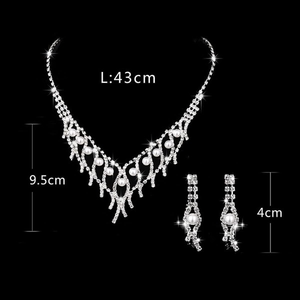 Rhinestones Halsband och örhängen uppsättningar för kvinnor, pärlbröllop bröllop smycken set presenter
