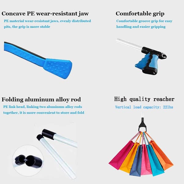 Affaldsopsamler Grabber Stick, 32\" Lang Arm Affaldsopsamlingsudstyr Affaldsopsamlingshåndværktøj (Blå) blue