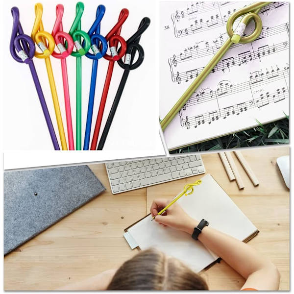 7-pack diskantklavpennor, tecknad notform penna set, giftset med giftpennor för barn, studenter, kontor