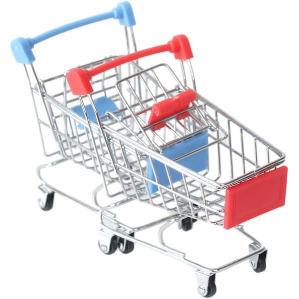 2 st Trolley Model Toys, Miniatyrdekorationer för bordsskivor (blå, röd)