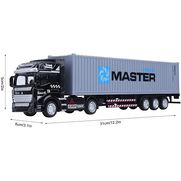 1:48 Legering Container Truck Modell Leksak Hög Simulering Fordon Släpvagn Modell Leksak (grå) gray