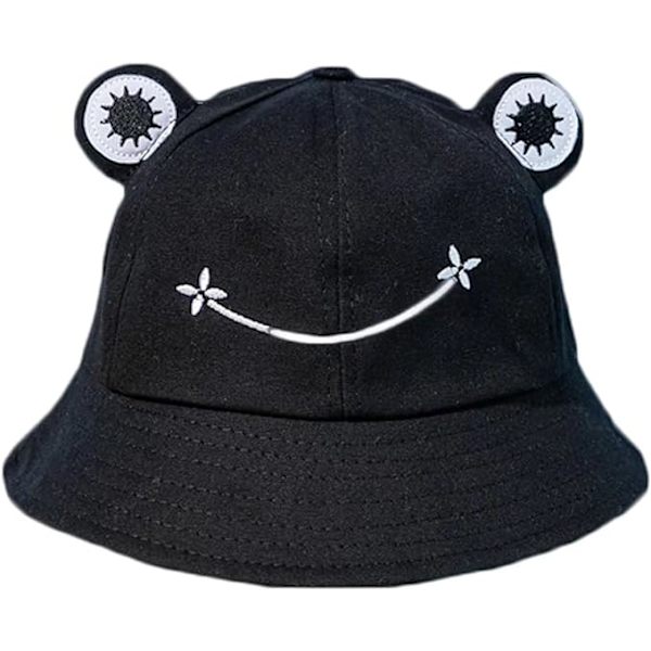 Damfiskehatt Groda Sol Unisex Hink Vikbar Utomhus Sommar för Camping Vandring Fiske（svart） Black