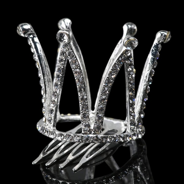 Liten Tiara-krona med hårkam Prinsessan Tiara-kam Mini Birthday Crown Flower Girl Headpiece