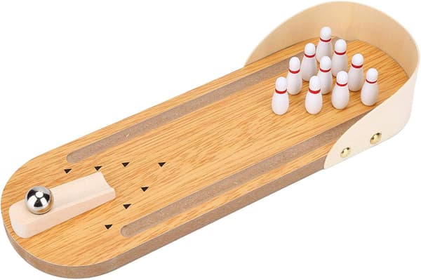 Bord Mini Bowling Spel Set Trä Dekoration Barnleksak Spel