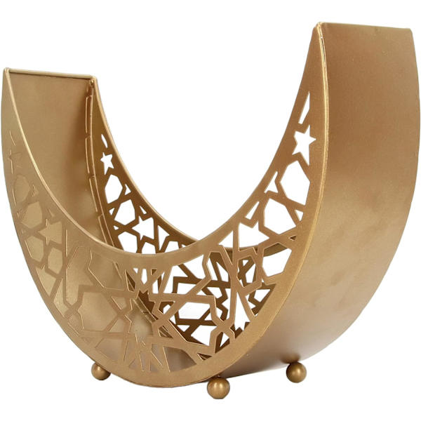Eid Ramadan tallrik dekorationer, frukost middag efterrätt bakverk display 11,8 x 8,3 x 3,1 tum (guld)