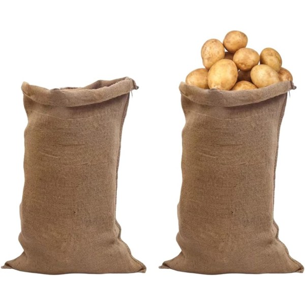 Förvaringssäck för grönsaker och potatis, jutesäckar Stor säcksäck Hessisk potatissäck 2 st (60×90 cm)