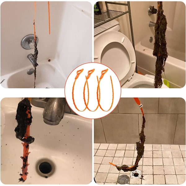 3-pack 64 cm avloppsslang för avloppsrengöring