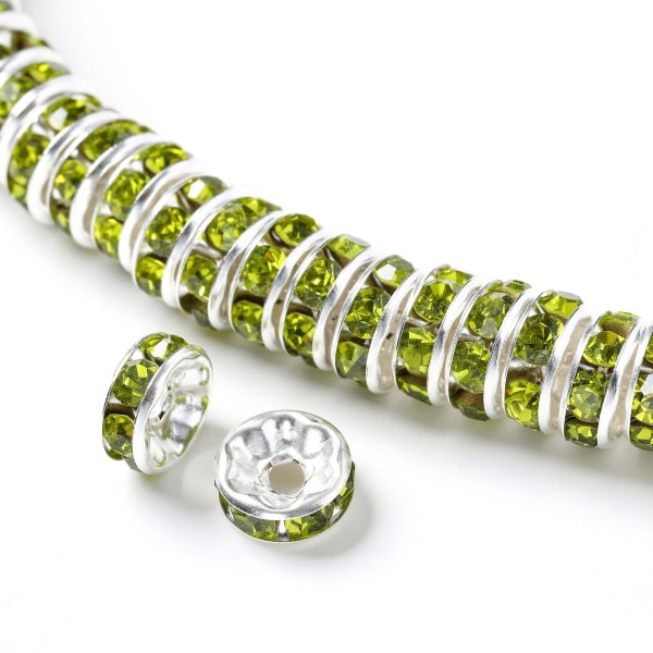8 mm armbandstillverkning diamantring DIY smycken hantverk (grön) 50 stycken Green