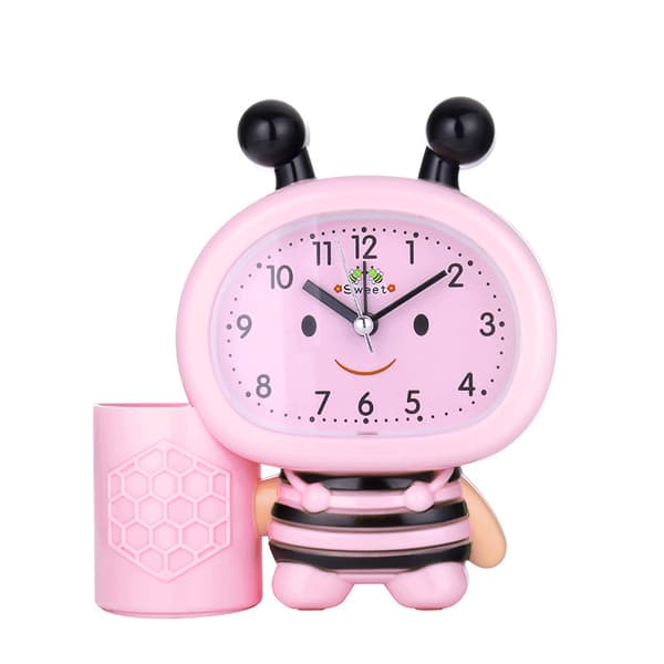 Analog reseväckarklocka Liten väckarklocka Barn sängbordsklocka för sovrum Vardagsrum Kontor, Rosa Pink