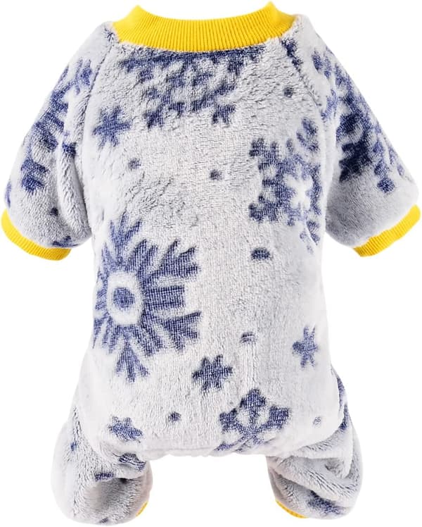 Fleece Valp Pyjamas för Chihuahua Vinter Varma Overall Kläder Snöflinga tryck （M） m