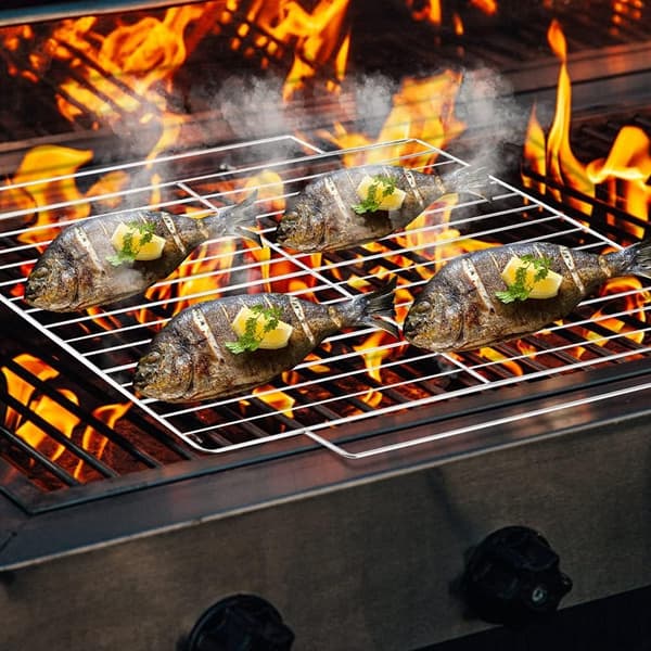 Grillrist i rustfrit stål til udendørs camping 12 x 11 x 0,1 tommer 31.2*29*0.3cm