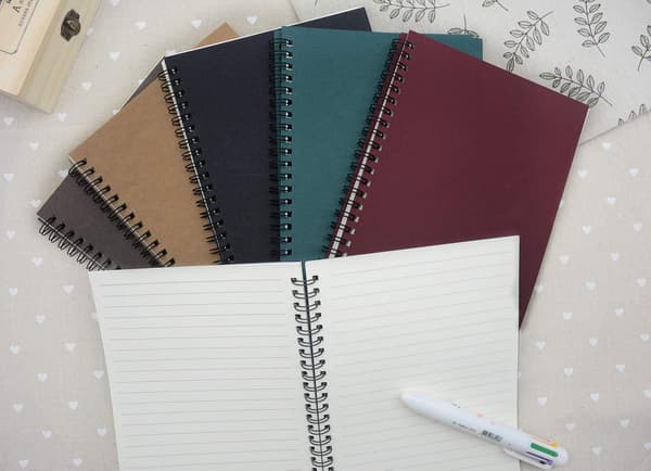 A5 Spiral Craft Paperback 8mm Straight Grain 60 Sheets -120 Pages Notebook 6 Pcs
