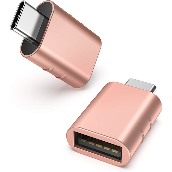 USB C-adapter till USB 3.0 10 Gbps otg-adapter dataöverföringsladdningsadapter (2 st, rosa) Pink