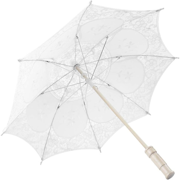 Bröllopsparaply, Mini Spets Paraply Bröllop Brudparaply White