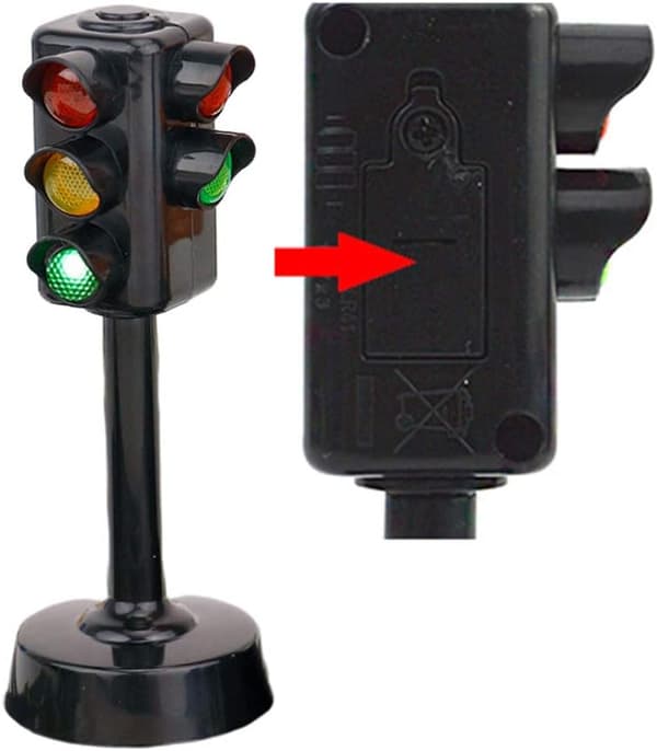 2 stk. Trafiklys Mini Trafiksignal Lampe Model Børn Læring Pædagogisk Legetøj