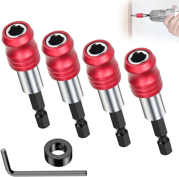 Hurtigskiftende bitsholder magnetpakke med 4 sekskantede magnetiske bitsholdere 60 mm 1/4 tomme bits