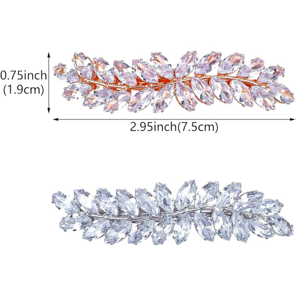 2 st blad blomma strass hårspännen glittrande hårklämmor bröllopshår accessoarer