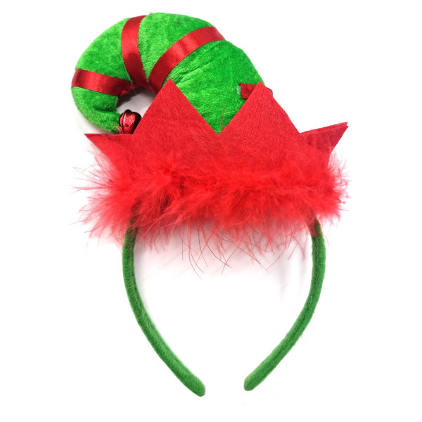 Röd och grön randig jultomtehatt Fancy Dress Pannband (1x Pannband)