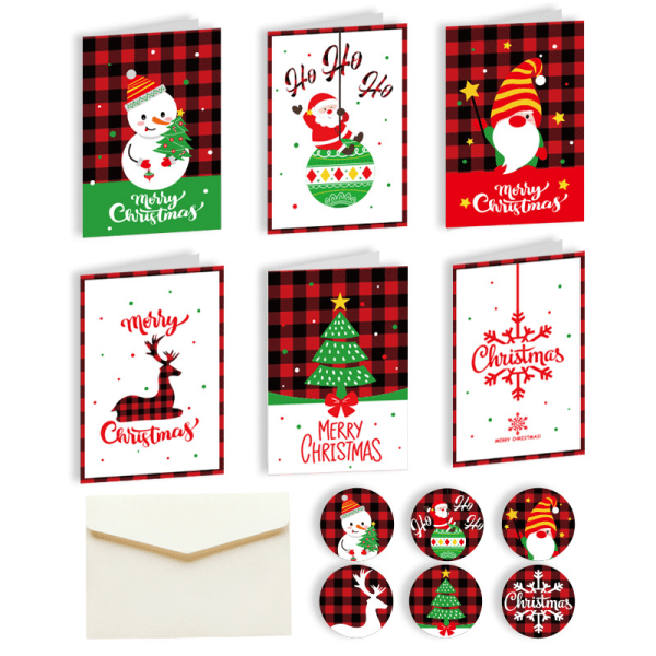 Julkort present söt tecknad julkort kuvert med klistermärke personlig julklapp papperskort kraftpapper julkort