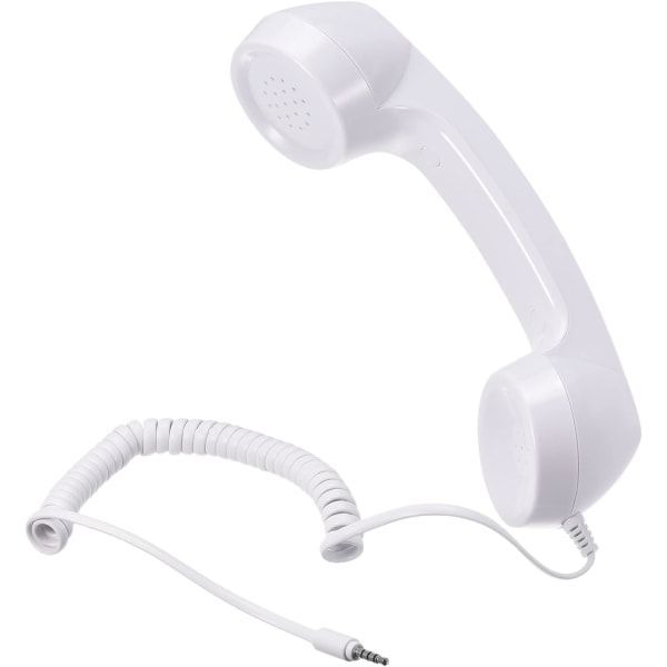 3,5 mm Retro telefonlur Telefonmottagare för mikrofonhögtalare Slät（Vit） White