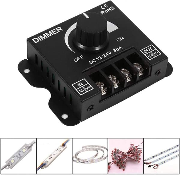 Dimningskontroll, 12V-24V 30A LED-omkopplare Manuell drift LED-remsa Monokrom
