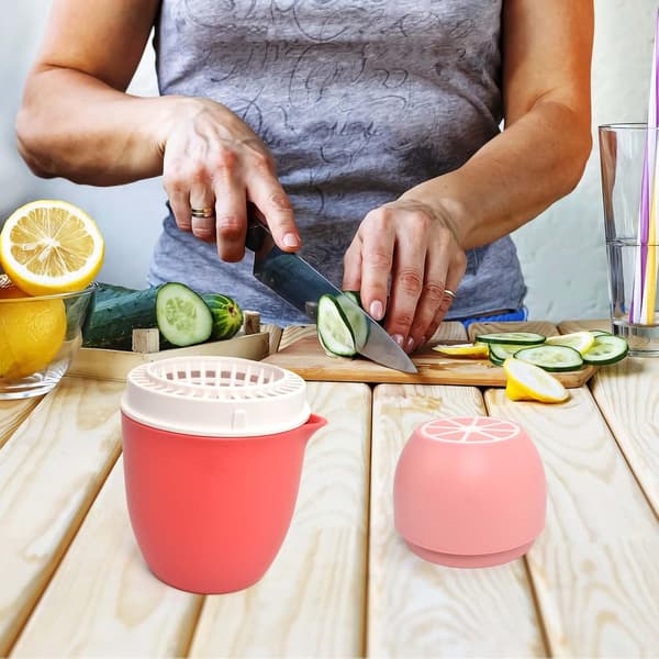 Bärbar manuell dubbel juicekopp minicitronpress fruktpresskopp - Rosa Pink