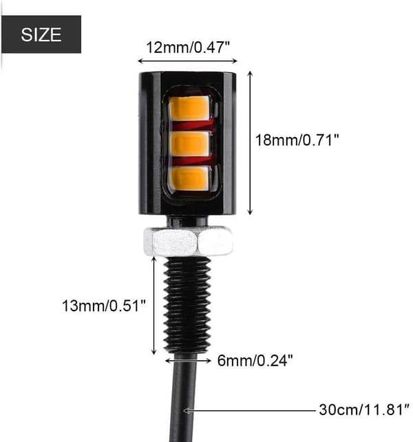 Nummerpladelys, 12V Universal LED Nummerpladelys, Skruebolt LED Pærer, 1 par (Gul) Yellow