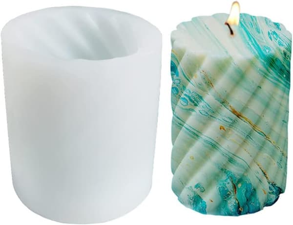 1 stk silikoneform til stearinlys, håndlavede stearinlysmuslinger, 3D non-stick silikone (cylindrisk L)