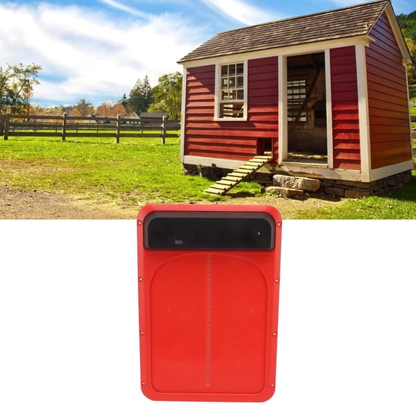 Automatisk døråpner for hønsehus, lyssensor, solid plast for hjemmet (rød) red