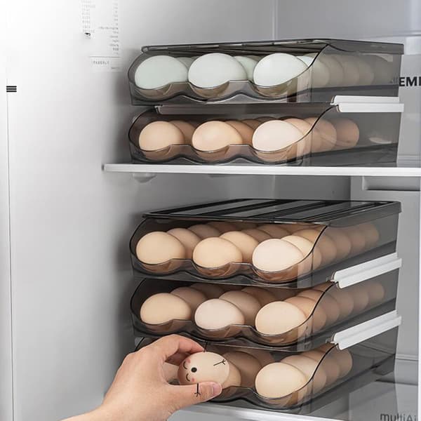 Eggoppbevaringsstativ Eggoppbevaringsboks Selvrullende Eggekartong Rommer 18 Egg