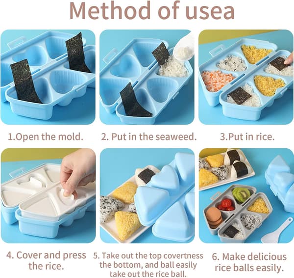 6 gitter trekant hjerte Onigiri form Bento madkasse, risbold Bento børne madkasse, til køkken