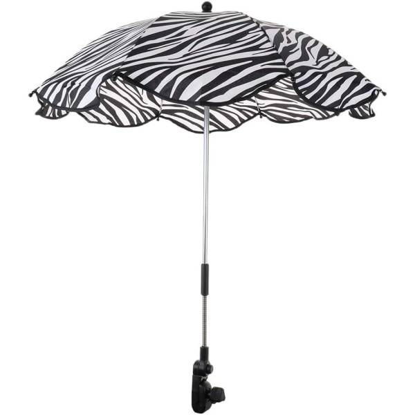 Sol- och regnkapellparaply Utomhusvandring Camping Parasoll med justerbar fast klämma - Zebra Stripe color 3