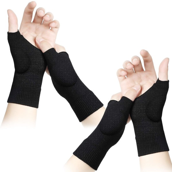 2 par handledsstöd Sportkompressionshandskar Andningsbara handledsremmar (svarta, L)