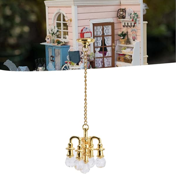 Dockhus Mini Lampa, 1/12 Dockhus Krona, Dockhus Tillbehör (Guld)