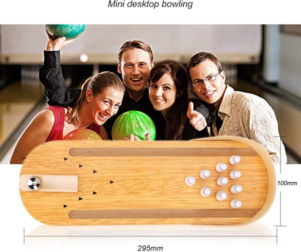 Bord Mini Bowling Spel Set Trä Dekoration Barnleksak Spel