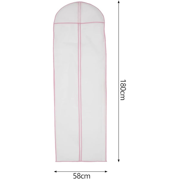 2-pack bröllopsklänningsfodral, 180 cm/70,8 tum, brudklänningsöverdrag i non-woven-tyg med dragkedjor, lång full längd