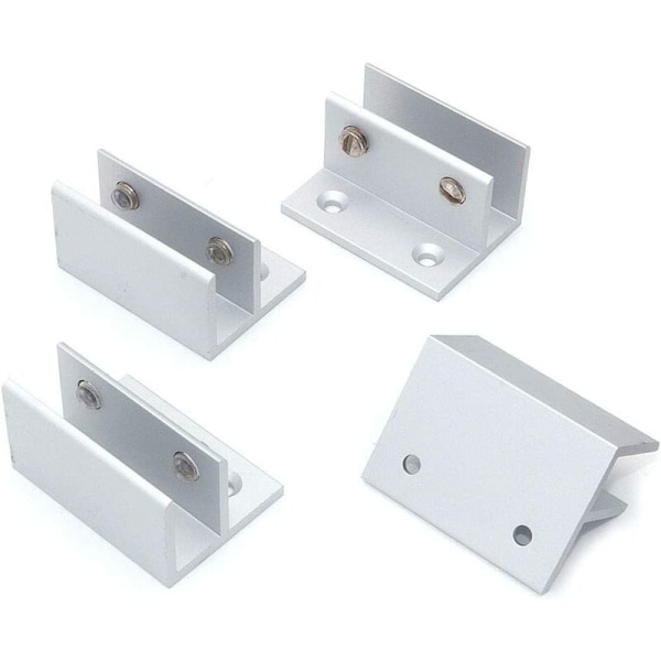 4-pack F-formade glasklämmor, väggmontering, duschklämmor, hylla, panelklämmor 10-12 mm