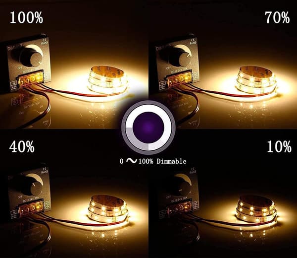 12V/24V DC LED PWM lysdæmpercontroller ON/OFF-kontakt med metalskal til enkeltfarvede LED-stripelys