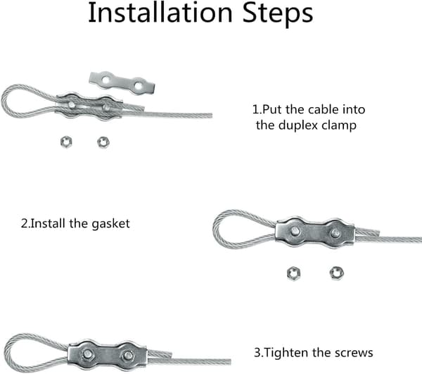 10 stk. 316 Duplex Klemme Rustfrit Stål Wire Reb Dobbelt Clips Klemmer Kraftige Wire Reb Clips